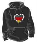 RIPPED METAL HEART Design With Germany German Flag Motif Unisex Hoodie