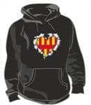RIPPED METAL HEART Design With Northumberland County Flag Motif Unisex Hoodie