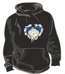 RIPPED METAL HEART Design With Yorkshire Rose County Flag Motif Unisex Hoodie