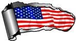 Ripped Open Gash Torn Metal Design With American Stars & Stripes US USA Flag Motif External Vinyl Car Sticker 140x75mm
