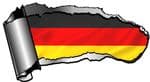 Ripped Open Gash Torn Metal Design With Germany German National flag Motif External Vinyl Car Sticker 140x75mm