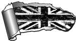 Ripped Open Gash Torn Metal Design With Grunge B&W Union Jack Flag Motif Vinyl Car Sticker 140x75mm