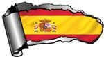 Ripped Open Gash Torn Metal Design With Spain Spanish Country Flag Motif Vinyl Car Sticker 140x75mm