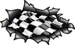 Ripped Torn Carbon Fibre Fiber Design With Chequered Checkered Racing Flag Motif External Vinyl Car Sticker 150x90mm (3)