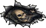 Ripped Torn Carbon Fibre Fiber Design With Evil Gothic Skull Inside Motif External Vinyl Car Sticker 150x90mm