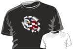 RIPPED TORN METAL Design With American Bald Eagle & US Flag Motif mens or ladyfit t-shirt