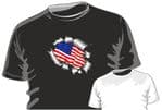 RIPPED TORN METAL Design With American Stars & Stripes US Flag Motif mens or ladyfit t-shirt