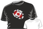 RIPPED TORN METAL Design With Canada Canadian Flag Motif mens or ladyfit t-shirt