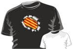 RIPPED TORN METAL Design With Catalonia Catalan Flag Motif mens or ladyfit t-shirt