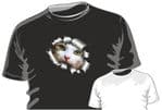 RIPPED TORN METAL Design With Cute Kitten Cat With White Face Motif mens or ladyfit t-shirt
