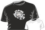 RIPPED TORN METAL Design With Cute White Siberian Tiger Motif mens or ladyfit t-shirt