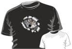 RIPPED TORN METAL Design With Cute Wolf Wolves Face Eyes Motif mens or ladyfit t-shirt