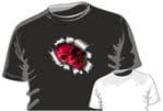 RIPPED TORN METAL Design With Evil Red Skull Horror Motif mens or ladyfit t-shirt