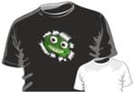 RIPPED TORN METAL Design With Funny Green Monster Peeping Motif mens or ladyfit t-shirt