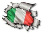 Ripped Torn Metal Design With Italy Italian il Tricolore Flag Motif External Vinyl Car Sticker 105x130mm