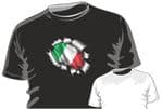 RIPPED TORN METAL Design With Italy Italian il Tricolore Flag Motif mens or ladyfit t-shirt