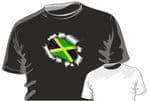 RIPPED TORN METAL Design With Jamaica Jamaican Flag Motif mens or ladyfit t-shirt