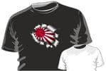 RIPPED TORN METAL Design With JDM Style Rising Sun Japanese Flag Motif mens or ladyfit t-shirt