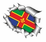 Ripped Torn Metal Design With Lincolnshire County Flag Motif External Vinyl Car Sticker 105x130mm