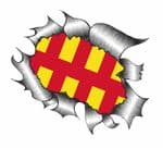 Ripped Torn Metal Design With Northumberland County Flag Motif External Vinyl Car Sticker 105x130mm