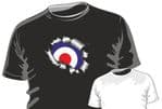 RIPPED TORN METAL Design With Retro RAF MOD Style Target Motif mens or ladyfit t-shirt