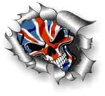 Ripped Torn Metal Design With Skull & Union Jack British Flag External Vinyl Car Sticker 105x130mm