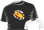 RIPPED TORN METAL Design With Spain Spanish Flag Motif mens or ladyfit t-shirt