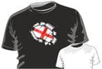 RIPPED TORN METAL Design With St Georges Cross England Flag Motif mens or ladyfit t-shirt