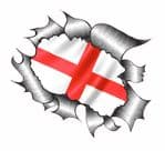 Ripped Torn Metal Design With St Georges England English Flag Motif External Vinyl Car Sticker 105x130mm