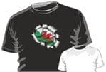 RIPPED TORN METAL Design With Welsh Wales CYMRU Motif mens or ladyfit t-shirt