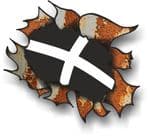 Ripped Torn Metal Rusty Design With Kernow Cornwall County Flag External Vinyl Car Sticker 105x130mm