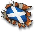 Ripped Torn Metal Rusty Design With Scotland Scottish Saltire Flag External Car Sticker 105x130mm