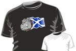 Scotland Scottish Saltire Flag with Buldog Motif Fun Novelty Design for mens or ladyfit t-shirt