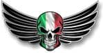 SKULL With Wings Motif  &  Italy Italian il Tricolore Flag External Vinyl Car Sticker 150x80mm