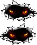 Small handed Oval Ripped Pair Metal Design With Evil Demon Eyes Motif Vinyl Car Sticker 85x50mm Each