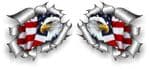 Small handed Pair Ripped Torn Metal Design With American Bald Eagle Vinyl Car Sticker 78x70mm Each