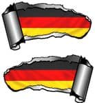 Small Pair Ripped Torn Metal Gash Design & Germany German Flag Vinyl Car Sticker 93x50mm each