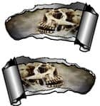 Small Pair Ripped Torn Metal Gash Design & Skull With Cobwebs Vinyl Car Sticker 93x50mm each