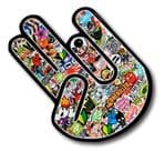 THE SHOCKER HAND With JDM Style Multi Colour Stickerbomb Motif Vinyl Car sticker decal 115x80mm