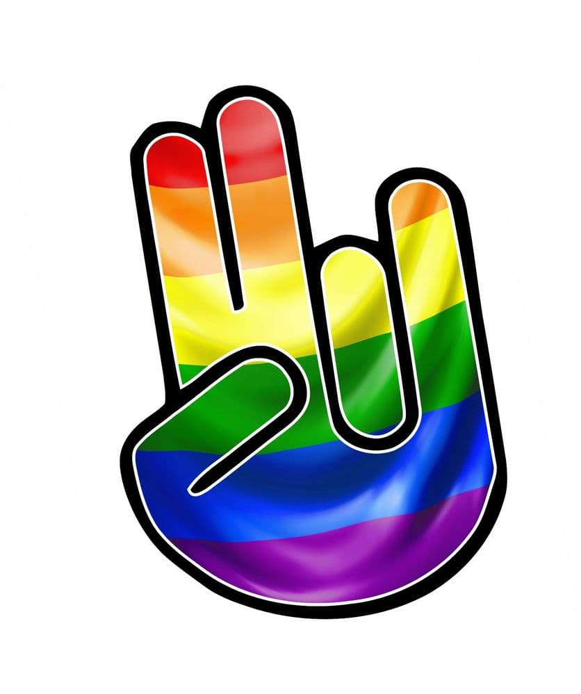 The Shocker Hand With Lgbt Gay Pride Rainbow Flag Motif External Vinyl Car Sticker 115x80mm 6553