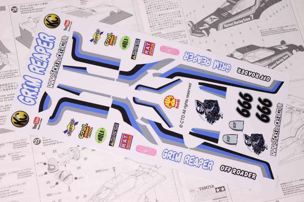 themed vinyl stickers to fit R/C Tamiya Hornet 2