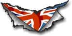 Triangular Ripped Torn Metal Rip And UK Union Jack British Flag Vinyl Car Sticker Decal 160x75mm