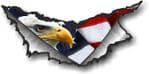 Triangular Ripped Torn Metal Rip And US Bald Eagle With American Flag  Vinyl Car Sticker 160x75mm