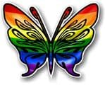 Tribal Butterfly With LGBT Gay Pride Flag Vinyl Car Sticker 120x95mm