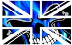 UK British Union Jack Flag Design With Blue Flaming Skull Vinyl Car Sticker Decal 110x70mm