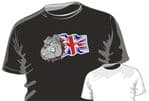 Union Jack British Flag with British Buldog Motif Fun Novelty Design for mens or ladyfit t-shirt