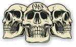Vintage Biker 3 Gothic Skulls Year Dated Skull 1968 Cafe Racer Helmet Vinyl Car Sticker 120x70mm