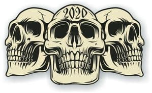 Vintage Biker 3 Gothic Skulls Year Dated Skull 2020 Cafe Racer Helmet Vinyl Car Sticker 120x70mm