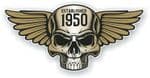 Vintage Biker Skull With Wings Established 1950 Cafe Racer Motorcycle Vinyl Sticker Decal 125x60mm