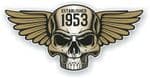 Vintage Biker Skull With Wings Established 1953 Cafe Racer Motorcycle Vinyl Sticker Decal 125x60mm